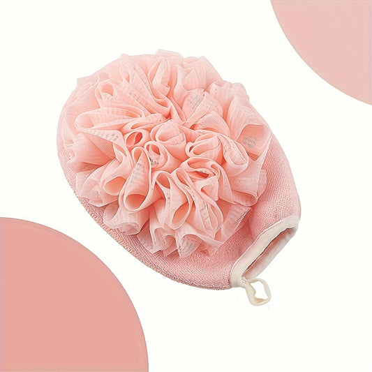 1pc Unscented Double-Sided Exfoliating Gloves - Soft, Nonslip Bath Mittens with Ruffled Design, Ideal for Dead Skin Removal, Bathroom Essentials, Bathroom Essentials|Ruffled Texture|Nonslip Mittens